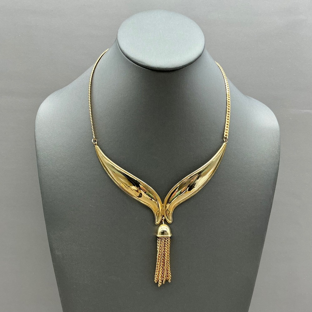 Avon Necklace Vintage 1972 Royal Tassel Gold Tone Statement Collar Signed